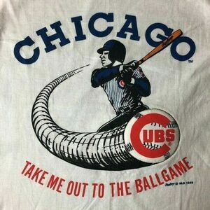 Vintage Deadstock 1989 Chicago Cubs MLB T Shirt Youth L White Man Cave She Shed